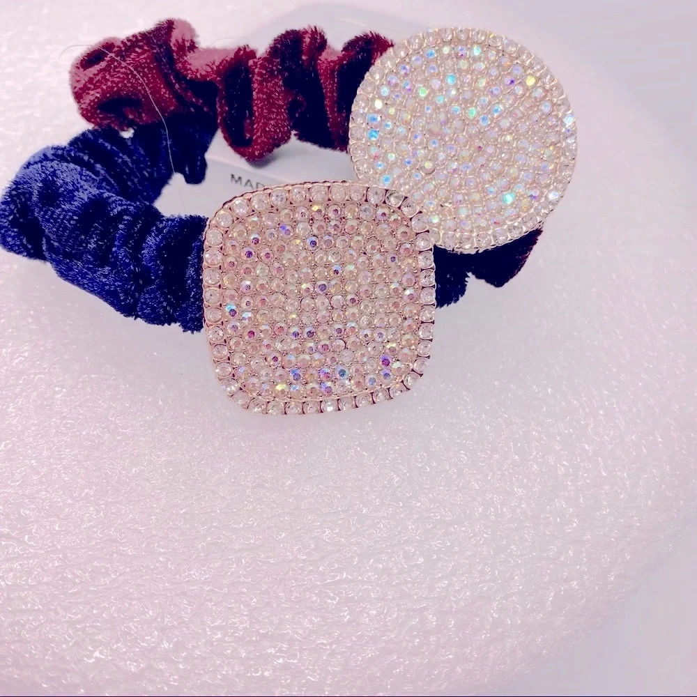 Hair Scrunchies Iridescent velvety Wine and Navy. Very Brilliant and Shi…